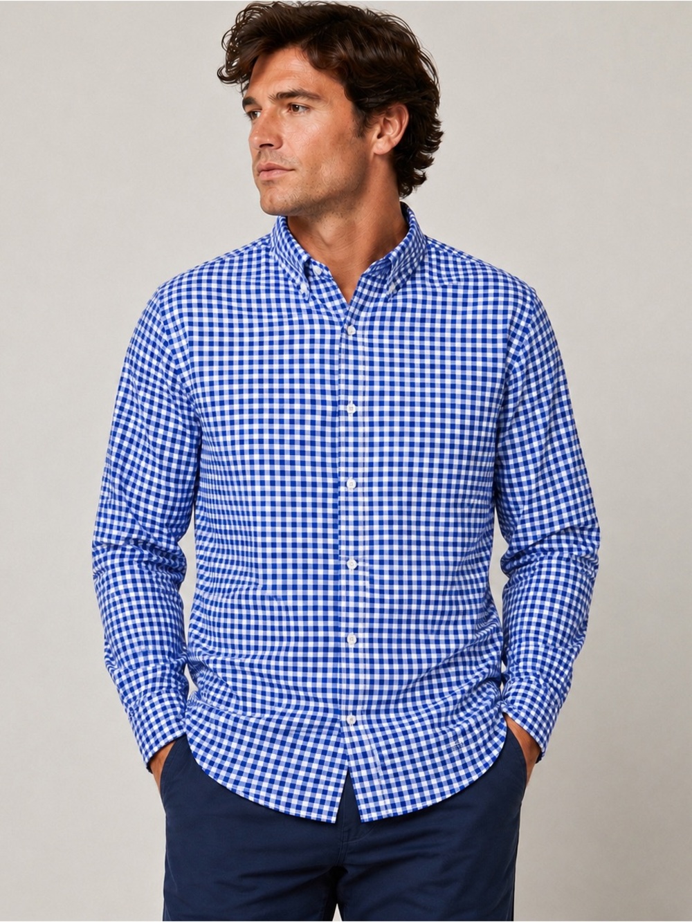 Vineyard Vines OTG Performance Brrr Blue Gingham Button Shirt Men’s XXL Stretch